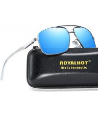 Aviator Polarized Avaitor Sunglasses Al-Mg for Men Driving Sun Glasses Women - Silver Blue - CM1953WSS2O $16.88