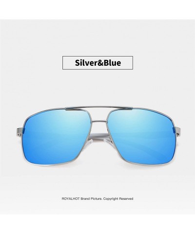 Aviator Polarized Avaitor Sunglasses Al-Mg for Men Driving Sun Glasses Women - Silver Blue - CM1953WSS2O $16.88