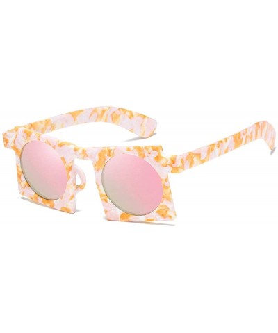 Square 2019 Unique Unisex Small sun glasses vintage Square gradient punk sun glasses shades uv400 - Pink - CV18NYC34HH $10.63