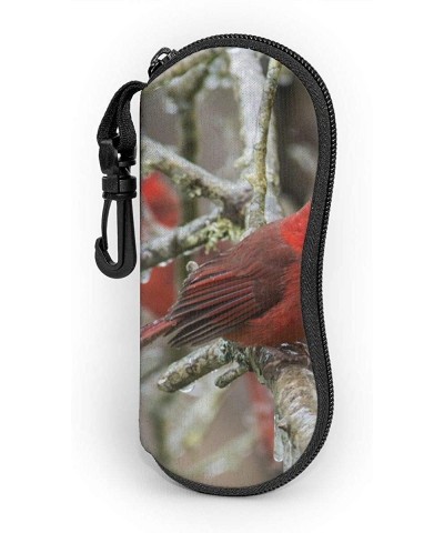 Aviator Sunglasses Case Cardinal Perched On A Frozen Branch Light Neoprene Zipper Eyeglass Case for Women Men Travel - CA199U...