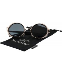 Goggle Steampunk Retro Round Metal Side Shield Circle Frame Sunglasses - Golden-black - C518XS3RDGY $13.38