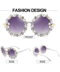 Oversized Retro Daisy Sunglasses for Women Flower Round Fashion Disco Festival Sunglasses - Diamond+pearl Frame - CE1979KTZN5...