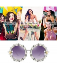 Oversized Retro Daisy Sunglasses for Women Flower Round Fashion Disco Festival Sunglasses - Diamond+pearl Frame - CE1979KTZN5...