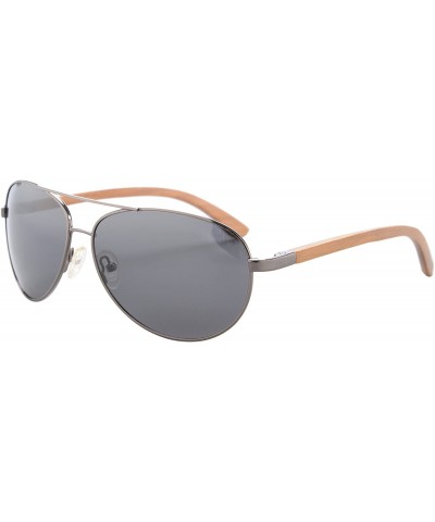Aviator Handmade Polarized Wood Sunglasses Classic Wooden Sun Glasses UV400 Protection - 1538 - Gun - C2188YERELR $37.39