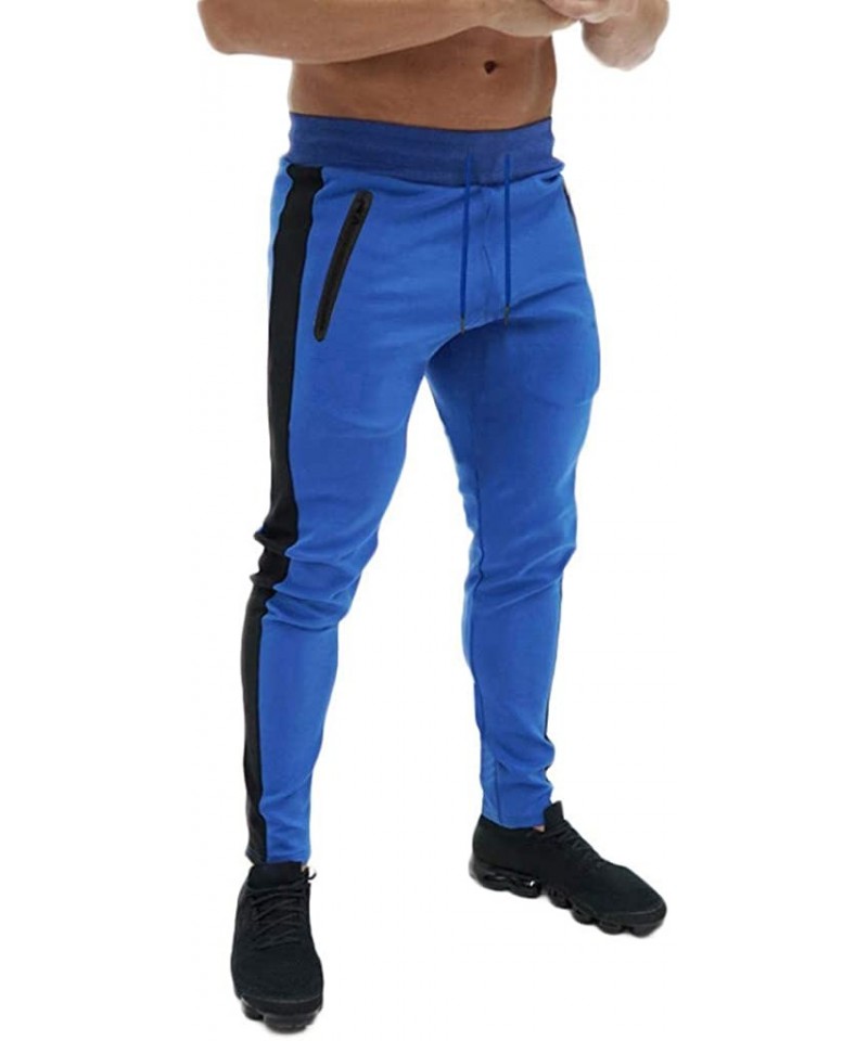 Sport Pants for Men Splicing Printed Overalls Casual Pocket Sport Work Casual Trouser Pants - Blue - CV18SL45RME $14.48