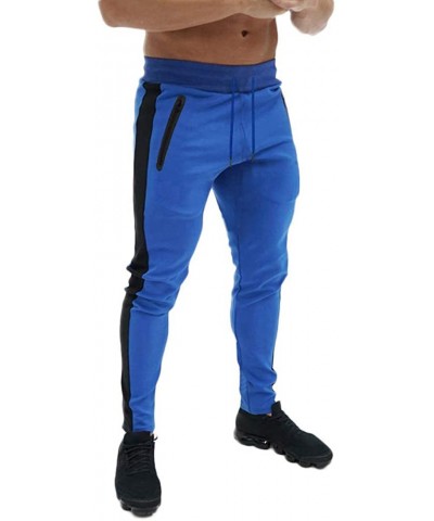 Sport Pants for Men Splicing Printed Overalls Casual Pocket Sport Work Casual Trouser Pants - Blue - CV18SL45RME $14.48