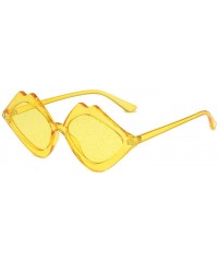 Semi-rimless Candy Jelly Color Lips Shaped Integrated Sunshade Sunglasses For Fashion Women - Yellow - CM196OMEWMT $8.11