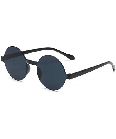 Round Oversized Sunglasses Designer Frameless Glasses - Black - CM18S5MTL5S $8.80