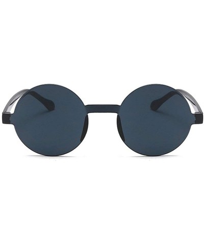 Round Oversized Sunglasses Designer Frameless Glasses - Black - CM18S5MTL5S $19.46