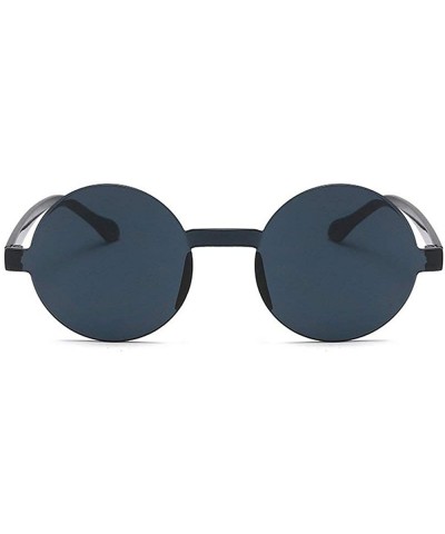 Round Oversized Sunglasses Designer Frameless Glasses - Black - CM18S5MTL5S $8.80