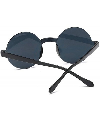 Round Oversized Sunglasses Designer Frameless Glasses - Black - CM18S5MTL5S $19.46