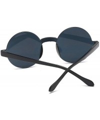 Round Oversized Sunglasses Designer Frameless Glasses - Black - CM18S5MTL5S $19.46