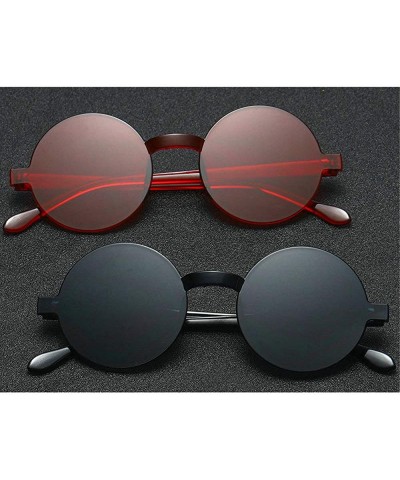 Round Oversized Sunglasses Designer Frameless Glasses - Black - CM18S5MTL5S $19.46