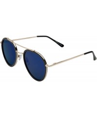 Aviator Women's Cute Unique Mirror Lens Aviator Sunglasses - Black - Blue Mirror - C312EPJFXCX $11.38