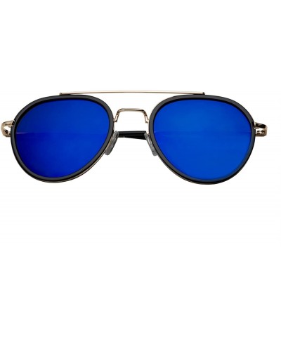 Aviator Women's Cute Unique Mirror Lens Aviator Sunglasses - Black - Blue Mirror - C312EPJFXCX $11.38