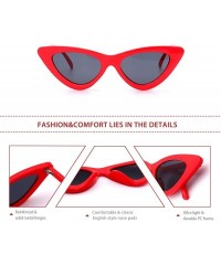 Cat Eye Retro Narrow Cat Eye Sunglasses Vintage Clout Goggles for women UV400 M97 - Red Frame/Grey Lens - C818N0CWSK8 $16.79