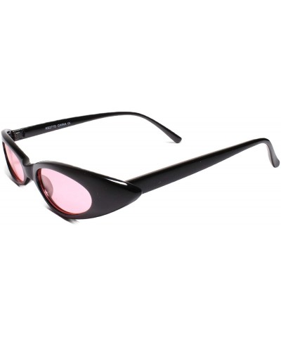Cat Eye Unique Narrow Slim Designer Womens Pointy Cat Eye Trendy Sunglasses - Black / Pink - CZ18U5TST5D $9.36
