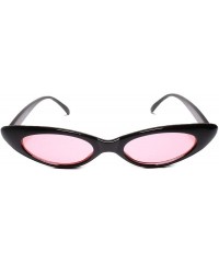 Cat Eye Unique Narrow Slim Designer Womens Pointy Cat Eye Trendy Sunglasses - Black / Pink - CZ18U5TST5D $9.36