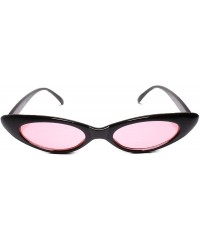 Cat Eye Unique Narrow Slim Designer Womens Pointy Cat Eye Trendy Sunglasses - Black / Pink - CZ18U5TST5D $9.36