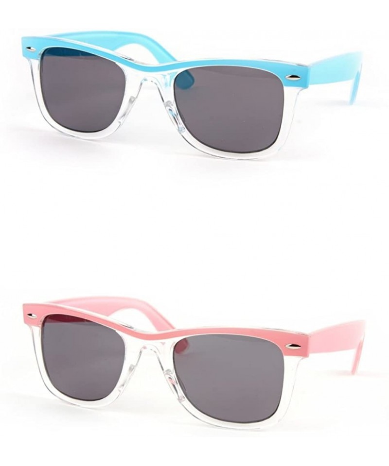 Wayfarer Retro Wayfarer Two-tone Color Frame Fashion Sunglasses P1096 - 2 Pcs Baby Blue-smoke & Pink-smoke Lens - C0122N276JR...