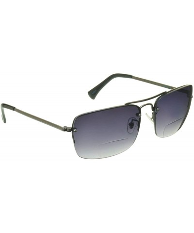 Square Gradient Bifocal Sunglasses for Men Women Aviator Tinted Readers - Gradient Smoke / Gunmetal - C5196SIXOUC $27.32