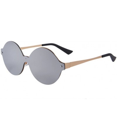 Goggle Women Round Mirror UV400 Integrated Sunglasses Men Eyewear - Silver - C917Z6ZL88N $23.63
