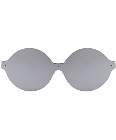 Goggle Women Round Mirror UV400 Integrated Sunglasses Men Eyewear - Silver - C917Z6ZL88N $13.99