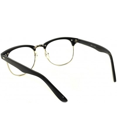 Wayfarer Retro Half Frame Horned Rim Sunglasses Colored Lens for Mens or Womens - Clear Lens Black-silver - CJ11QDOF03V $10.18