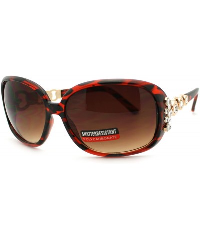 Oversized Rhinestones Jewel Sunglasses Womens Oversized Square Shades - Brown - CZ11Q9GI1OX $10.97