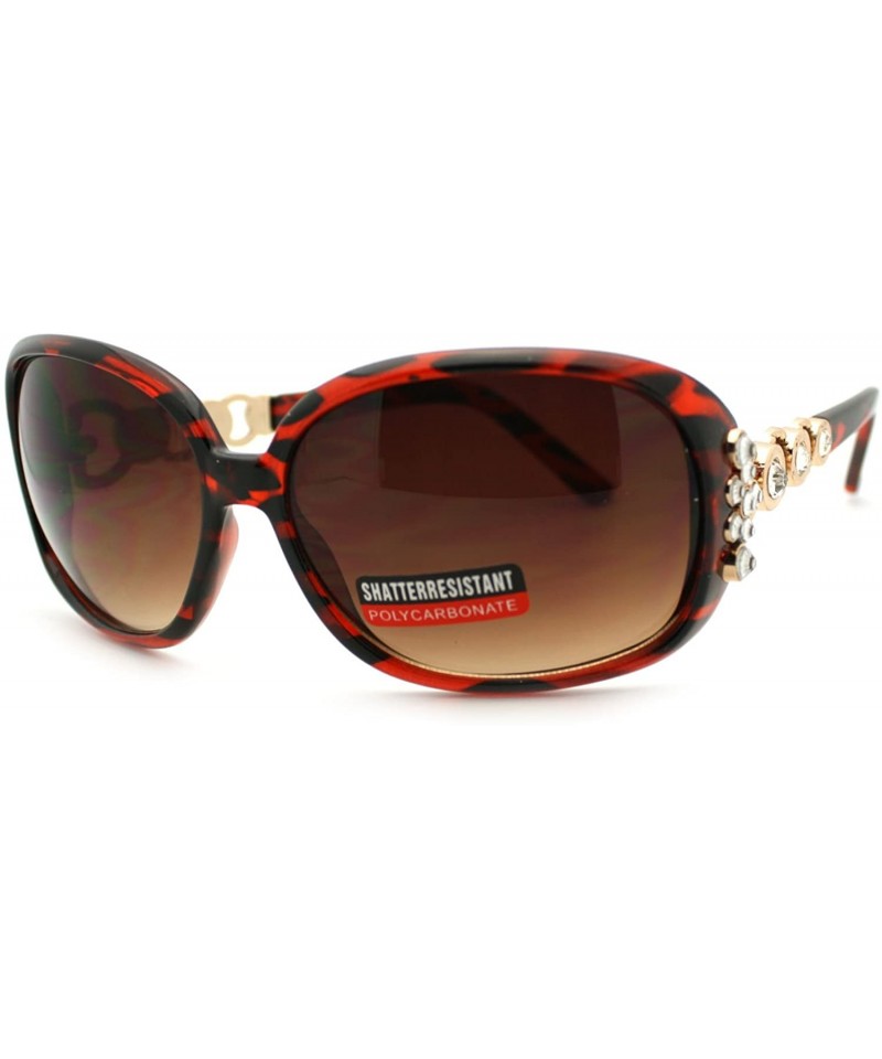 Oversized Rhinestones Jewel Sunglasses Womens Oversized Square Shades - Brown - CZ11Q9GI1OX $10.97