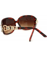 Oversized Rhinestones Jewel Sunglasses Womens Oversized Square Shades - Brown - CZ11Q9GI1OX $10.97