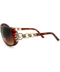 Oversized Rhinestones Jewel Sunglasses Womens Oversized Square Shades - Brown - CZ11Q9GI1OX $10.97