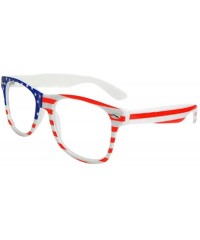 Wayfarer PATRIOTIC Trendy USA American Flag Print Clear Lens Eye Glasses - White - CM12HHY3HM1 $9.56