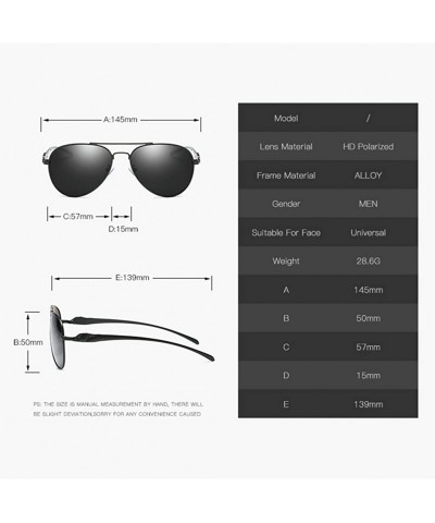 Round Aviator Sunglasses for Men with 57mm Lens Polarized Classic Glasses LM912 - Black Frame/Grey Lens - CD18DWTQZDH $19.39