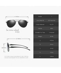 Round Aviator Sunglasses for Men with 57mm Lens Polarized Classic Glasses LM912 - Black Frame/Grey Lens - CD18DWTQZDH $34.63