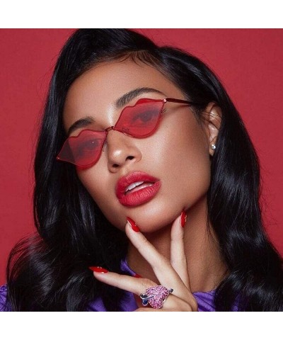 Rectangular Women Man Fashion Vintage Lips Irregular Shape Sunglasses-Eyewear Retro Unisex - E - CL18OZH8YR0 $7.49