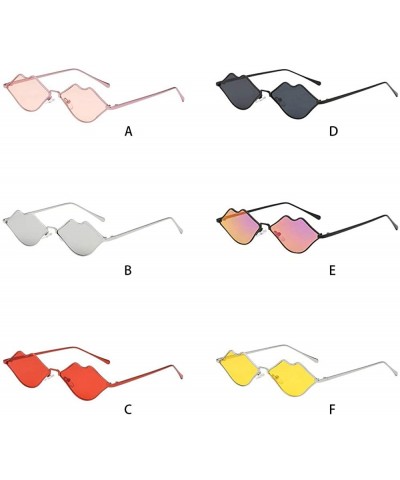 Rectangular Women Man Fashion Vintage Lips Irregular Shape Sunglasses-Eyewear Retro Unisex - E - CL18OZH8YR0 $7.49