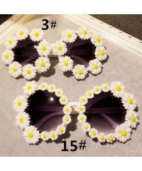 Round Women Fashion Beach Flower Decor Round Frame Sunglasses Sunglasses - Type 3 - CS199HYCKDW $27.63