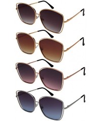 Square Large Cutout Square Sunglasses for Women Spring Hinges 3192S - Rose Gold Frame/Grey-pink Lens - CY18H0QS7WE $18.32