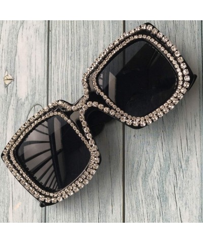 Round Big Men Sunglasses Square Shape Diamond Sun Glasses UV400 Oversized Nigt Vision Lens Eyeglass Oculos De Sol - CI198AHSR...