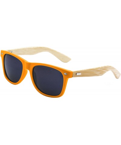 Wayfarer Men's Bamboo Wood Arms Classic Sunglasses - Orange - C8124UPCKBT $12.53