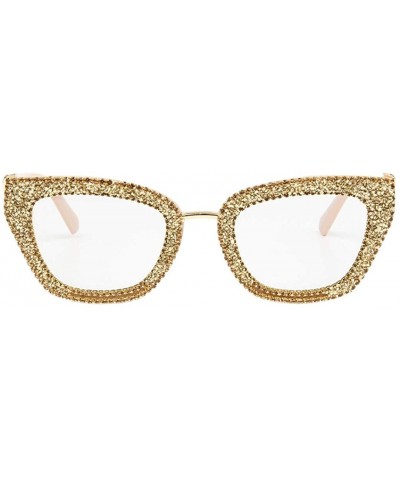 Square Fashion Punk Sunglasses for Women Men - Square Glasses Matel Frame UV400 Protection - Clear-gold - CR18A5TQWWL $32.92