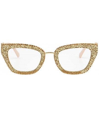 Square Fashion Punk Sunglasses for Women Men - Square Glasses Matel Frame UV400 Protection - Clear-gold - CR18A5TQWWL $30.92