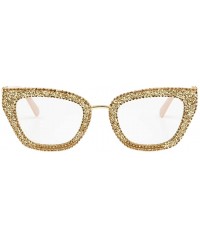 Square Fashion Punk Sunglasses for Women Men - Square Glasses Matel Frame UV400 Protection - Clear-gold - CR18A5TQWWL $13.65