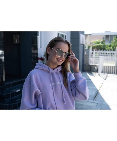 Square Large Cutout Square Sunglasses for Women Spring Hinges 3192S - Rose Gold Frame/Grey-pink Lens - CY18H0QS7WE $18.32