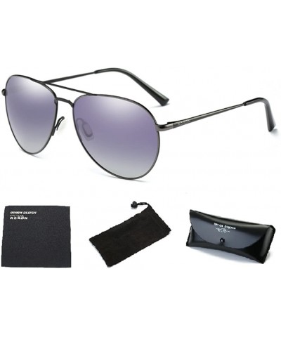 Aviator Mens Womens Aviator UV400 Polarized Sunglasses with Sun Glasses Case - Black/Grey Board - CB1864GXR0M $34.31