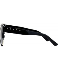 Rectangular Womens Metal Studded Exposed Lens Plastic Horned Butterfly Sunglasses - Black Silver Smoke - CB18KHIYHM9 $13.44