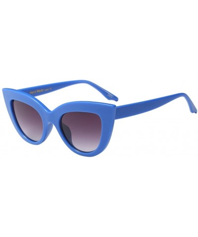 Wayfarer Vintage Cat Eye Style Oversized Holiday Womens Sunglasses Designer - Blue - CW18G7WI63E $18.61