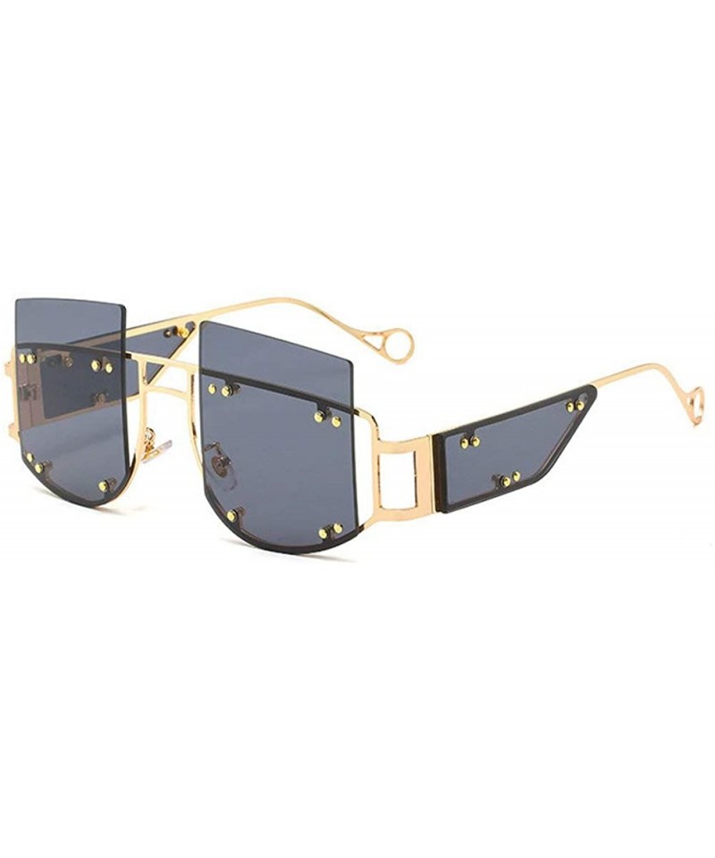 Square new frameless windproof personality men and women brand fashion trend sunglasses UV400 - Black - CB18ALMWL5X $25.43