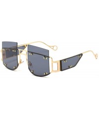 Square new frameless windproof personality men and women brand fashion trend sunglasses UV400 - Black - CB18ALMWL5X $12.89